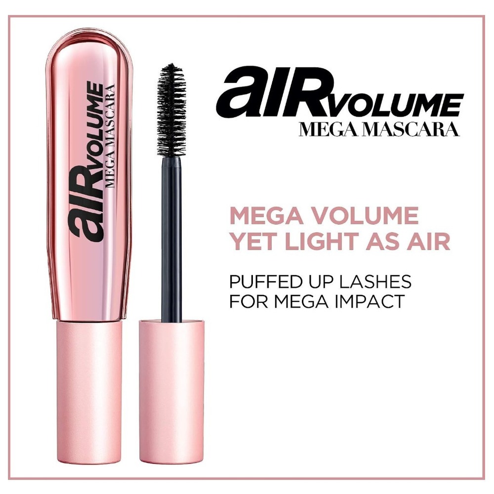 L'Oreal Air Volume Mega Mascara Washable Black Brown 852 2 Pack 0.3 fl oz Each - Picture 7 of 14